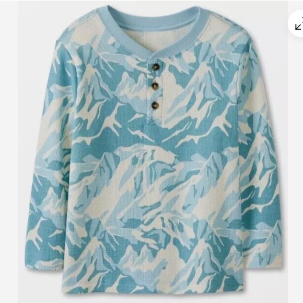 Hanna Andersson Peak Point Print Waffle-knit Henley